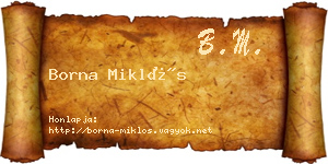 Borna Miklós névjegykártya